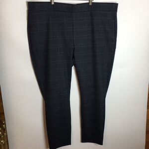 NYDJ navy and gray plaid Lift Tuck pull on pants trousers straight leg size 28W